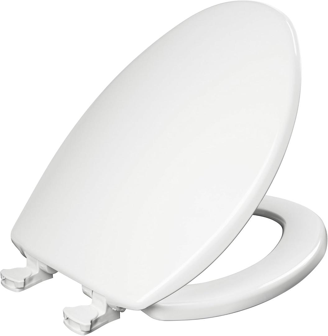Bemis 7300EC Toilet Seat, Removes for Easy Cleaning, Durable Plastic, Made in USA, Elongated, White