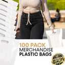 Merchandise Bags, Die Cut Handles, Strong, Durable, and Tear Resistant Bags Perfect for Retail, Boutiques, or Any Events, Different sizes and colors (White, 15x18 Inch (Pack of 100))