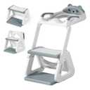 Thinkmax Training Seat Potty Step Stool 3-in-1 Foldable with Steps 7-Level Height Adjustment Toilet Trainer Anti-Slip Toilet Training Child Use Compatible with Arauno (Gray)