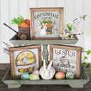 Set of 3 Rustic Wood Frames for Tiered Tray Decor - 36 Interchangeable Seasonal Home Signs for Valentines, St Patrick's Day, All Seasons, 7x7 in