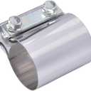 ID 2 Inch Butt Joint Exhaust Band Clamp-Stainless Steel Sleeve Coupler-fits OD 2" Exhaust Pipes Mufflers