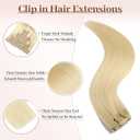 Sisily Clip in Hair Extensions Real Human Hair, 22 inch 120g, Bleach Blonde, 100% Brazilian Remy Human Hair Clip in Extensions Soft Straight 7pcs Per Set with 16 Clips Double Weft