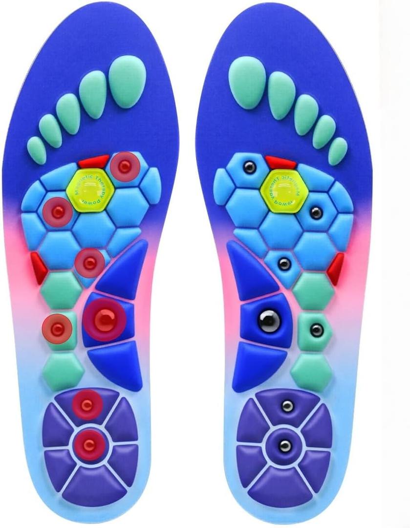 Acupressure Insoles for Men and Women - Helps Promote Blood Circulation and Relieve Fatigue Orthopedic Acupoint Massage Insoles with Magnetic (Pink, M(Men 7.5-9/Women 8.5-10))