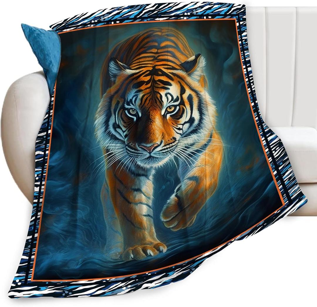 Tiger Blanket Tiger Throw Blankets for Couch Sofa Bed Decor Soft Cozy Fleece Plush Flannel Gifts for Men Women Adults Lover 40"x50"
