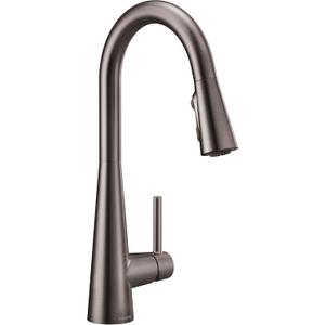 Moen Sleek Black Stainless One-Handle, Single-Hole Pulldown Kitchen Faucet with PowerBoost Technology for Faster Water Flow, 7864BLS