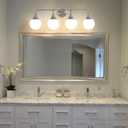 Bathroom Vanity Light Fixtures: 4 Lights Mid Century Modern Bathroom Lighting Fixtures Over Mirrors - Brushed Nickel Wall Sconce with Milky Glass Ball Shades for Bath Bedroom