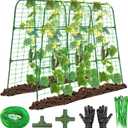 OTOSUNNY Garden Trellis for Climbing Plants Outdoor, Cucumber Trellis for Raised Bed Garden, Arch Trellis Support for Cucumbers Tomatoes Beans Peas, 50x48 inch, Metal Trellis with Netting, Green