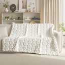 Horaldaily Spring Summer Blanket Throw, White Sunflower Soft Fuzzy Plush Faux Fur Cozy Blankets for Couch Sofa Bed Lounging, Ideal Gifts for Kids Adults Wife Self, 50x60