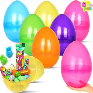 JOYIN 10" Jumbo Easter Eggs, 6PCS Clear Plastic Giant Eggs Empty Fillable for Easter Filling Treats Party Favor Hunt Classroom Prize Supplies Decoration