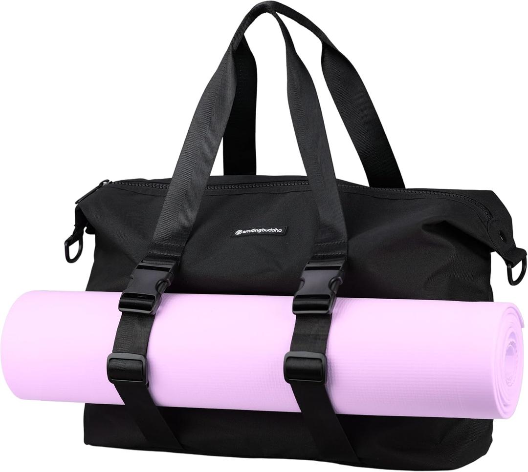 SMILING BUDDHA Yoga Mat Bag for Women - Large Caryall Shoulder Tote for Gym, Yoga, Pilates, Office, Travel, Weekender Bag