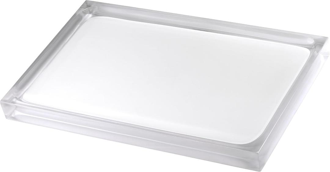 IZOD - Vanity Tray, Durable Countertop Accessories, Sleek Resin Organizer, Modern Home Decor (Marina Collection, White) (8.8" x 2.5" x 11.4")
