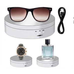 Hicarer Rotating Display Stand 5.4" /6.6 Lbs Load Motorized Spinning Platform Rotating Base 360 Cup Turner Electric Turntable Stand for Photography Products and Shows(Mirror White)