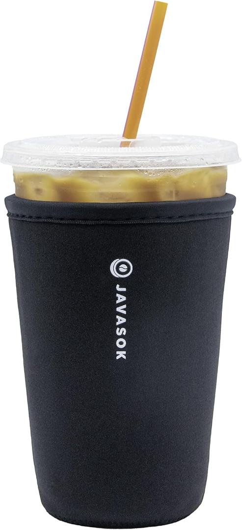 Sok It Java Sok Iced Coffee & Cold Soda Insulated Neoprene Cup Sleeve (Black, Medium: 22-28oz)
