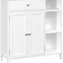 Irontar Bathroom Cabinet with Doors, Bathroom Floor Cabinet with Drawer & Adjustable Shelf, Kitchen Cupboard Storage for Living Room, Entryway, White