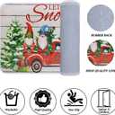 2 x Christmas Kitchen Rugs Set of 2, Christmas Rugs for Kitchen, Farmhouse Christmas Tree Truck Merry Christmas Kitchen Mats, Winter Home Decor Low-Profile Kitchen Rugs, 16x24 and 16x47 Inch