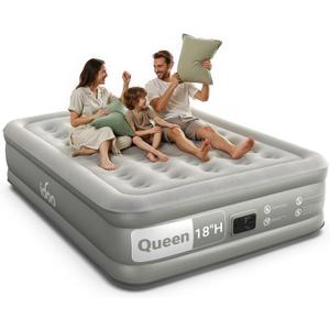 iDOO Air Mattress Queen with Built in Pump, 18 Raised Comfort Inflatable Blow up Mattress, Upgraded Four Chamber Portable Air Bed for Guests and Home, Colchon Inflable, 650 lbs Max