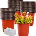 TDHDIKE 6 Inch Plastic Plant Nursery Pot/Pots (200pcs) with 200 Plant Labels - Red Seedling Flower Containers (Indoor/Outdoor) (6inch200)