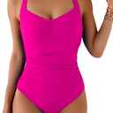 B2prity One Piece Swimsuit for Women Tummy Control Slimming Bathing Suit Push Up Ruched Swim Suit Criss Cross Swimwear Size L