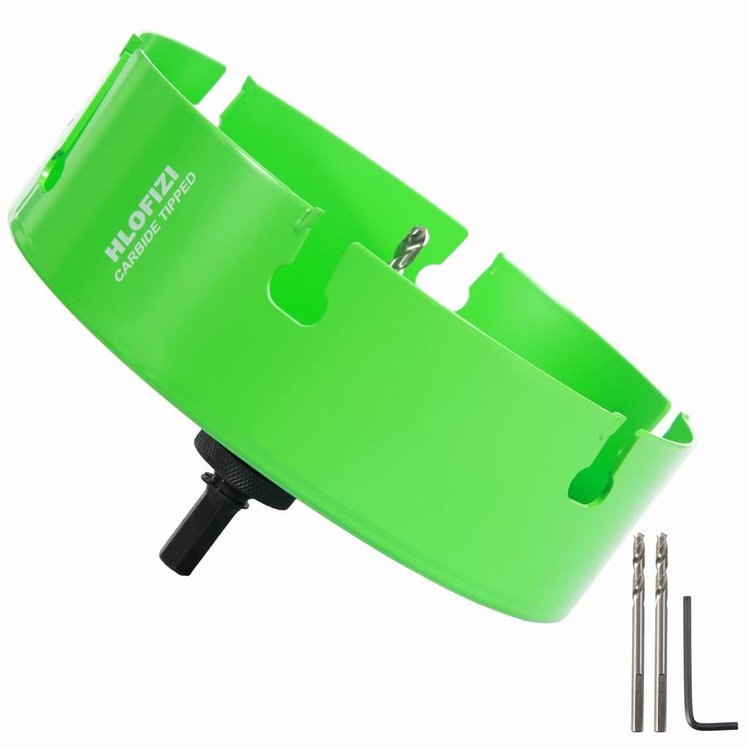 8 Inch Hole Saw Carbide Tipped for Recessed Lights, Hard Wood, Drywall, Plaster Ceiling, Sheetrock, Plastic, Fiberglass, 3X Faster, Green