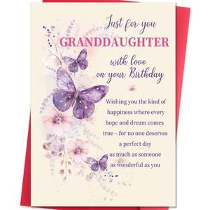 2 x Happy Birthday Card Gift for Granddaughter, Granddaughter Birthday Card Adult
