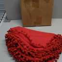 12 Pcs Red Placemats with Fluffy Balls Rustic Round Table Mats 15 Inch Burlap Round Placemats for Dining Kitchen Wedding Christmas Parties