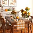 2 x Watercolor Black White Buffalo Check Plaid Table Runner Gingham Tablecloth Farmhouse Spring Summer Fall Home Kitchen Table Decorations-1372'' (Orange and White)