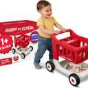 Radio Flyer Scan & Sort Shopping Cart, Red, for Kids 1+, Interactive Baby Walker with Lights & Adjustable Sound, Includes 6 Play Food Items, Adjustable Height Baby Push Walker, for Indoor Play
