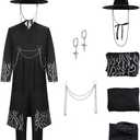 Adult Jinu Costume Mens Halloween Cosplay Black Uniform Hanfu Suit Coat Shirt Pant Belt Hat Set