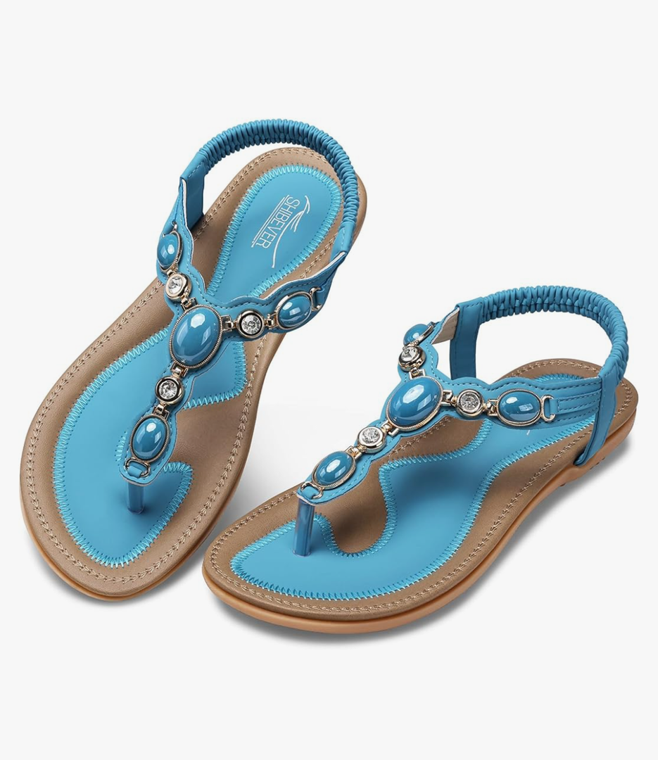 SHIBEVER Flat Sandals for Women Dressy: Summer Comfortable Dress Thong Flats Sandal Size N/A
