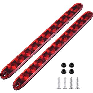 11 LED Red Trailer Brake Tail Light, 2 Pack 16 LED Bar Stop Turn Signal Tail Lights Waterproof Brake Strip Red Light for Marine Boats Golf Cart Offroad Truck RV UTV ATV