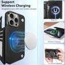 Wallet Case for iPhone 15 Pro Max 6.7", Compatible with MagSafe, Wireless Charging, Leather Card Holder Kickstand Protective Cover Magnetic Phone Flip Case-Black
