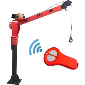 Pismire 1100lb Folding Truck-Mounted Jib Crane - 3500lb 12V Electric Winch Combo, 360 Swivel, Dual Remotes (Infrared/Wired), Painted SteelOrange