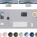 Leather Desk Pad Protector-48 x 24" Computer Desk Mat, Large Mouse Pad, Non-Slip Desk Pad, Waterproof PU Leather Desk Blotter Mat, Desk Cover Mat for Office and Home (Light Grey)