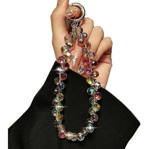 Sparkling Crystal Beaded Phone Wrist Strap - Cell Phone Lanyard Keychain Wristlet Phone Chain - Short Lanyards for Women - Droplet Crystals