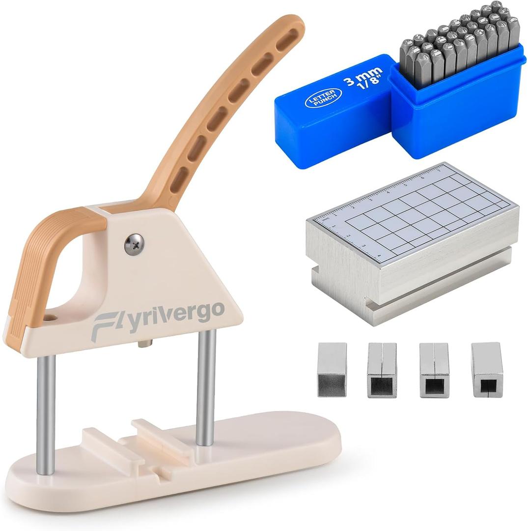 Flyrivergo Metal Stamping Kit, Jewelry Press Kit, Perfect for DIY Crafts & Handmade Jewelry, Adults to Make Rings, Necklaces, Keychains, Leather and More