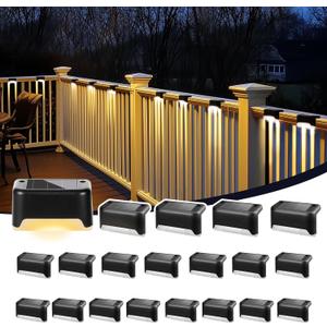 Solar Deck Lights Outdoor, Solar Step Lights Waterproof Led Lights for Outdoor Stairs, Step, Fence, Patio,Yard,Porch and Balcony(20 Pack,Warm White) (Black)