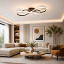 Modern LED Ceiling Light 31.5" Dimmable Ceiling Light with Remote & APP Control, 3000K-6000K Flush Mount Ceiling Lamp for Kitchen Living Room Bedroom (Black)