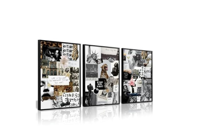Fashion New York Wall Art Vintage Trendy Posters Aesthetic New York Canvas Wall Art Black White Leopard Wall Decor Girly Room Pictures Fashion Prints for Bedroom 12x16 Inch Unframed Set of 3