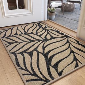 Door Mat Indoor Outside Entrance 24"x35", Low-Profile Non Slip Outdoor Inside Front Doormat Entryway Mat, Dirt Resistant Absorbent Porch Welcome Entry Mats, Washable Easy Clean, Brown