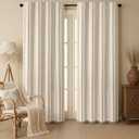 Beige Boho Blackout Curtains 2 Panels 84 Inch for Living Room Bedroom, Linen Texture Farmhouse Curtains with Tassels and Black Cotton Embroidery Vintage Rustic Western Rod Pocket
