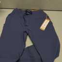 Avalanche Women's Drawstring Waist Legging Ribbed Trim Gym Hiking Legging Fitted Jogger with Pockets Dark Indigo Chunky Rib, Blue Small