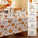Romanstile Fall Rectangle Tablecloth 60 x 84 Inch,Thanksgiving Autumn Harvest Orange Maple Leaf Table Cloths, Stain Resistant Farmhouse Table Cover for Thanksgiving Holiday Dinner Party