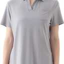 Women's V-Neck Ruffle Design Polo Shirts Short Sleeve Collared Loose Casual Tunic Blouses with Pocket (XXL)