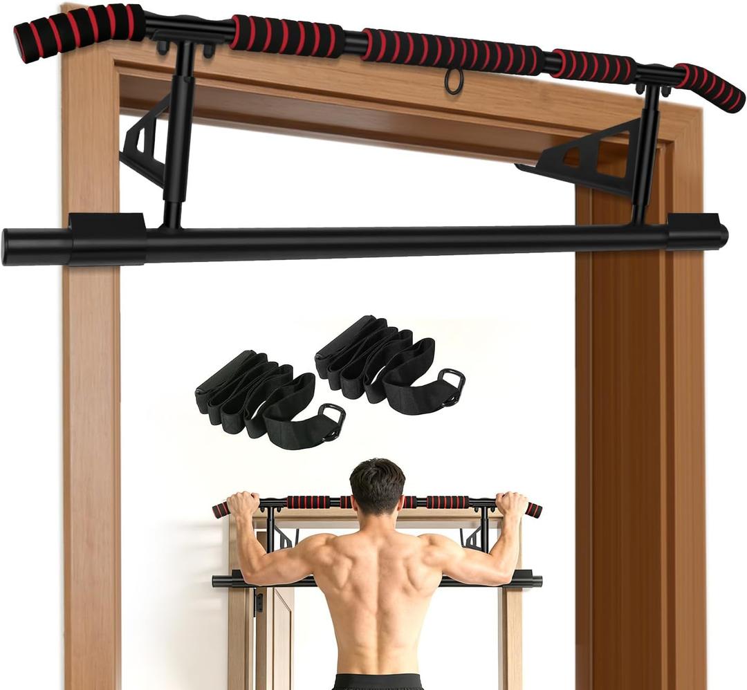 Fitness Pull Up Bar for Doorway, No Screwing or Slipping, Multi Padded Grips, Strength Training, 250 Lbs Capacity