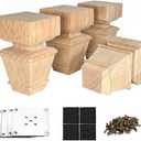 4 Inch Wooden Furniture Legs with Mounting Plates Screws Set of 4 Solid Wood Unfinished European Style Replacement Furniture Feet for Couch Cabinet Sofa Ottoman TV Stand Home DIY Projects (4 inch)