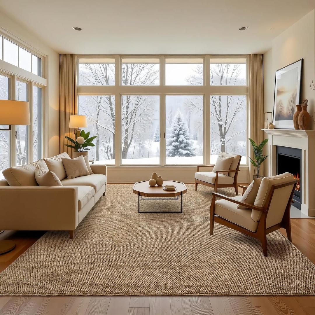 Softlife 5x7 Rugs for Living Room Faux Jute Area Rug Washable Modern Bedroom Rugs Large Non-Slip Farmhouse Floor Carpet for Dining Room Hallway Office Kitchen Entryway, Brown