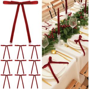 24 Pcs Burgundy Red Christmas Napkin Rings Vintage Chic Velvet Bow Xmas Napkin Holder Rings Buckle for Holiday Birthday Serviette Party Anniversary Dinner Wedding Dining Table Decoration