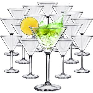 20 Pcs 10 oz Unbreakable Martini Glasses Set Disposable Plastic Martini Glasses Clear Stemmed Cocktail Cups Drinkware for Mousse Home Bar Restaurant Wedding Gift Festival Party Supplies