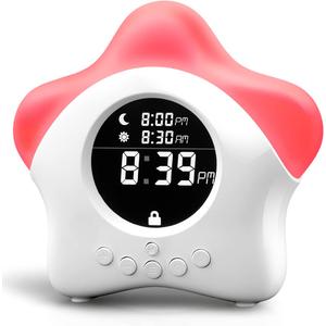 Stay-in-Bed Clock for Kids - Toddler Sleep Trainer, Night Light & Alarm, 5 inches by 5 inches