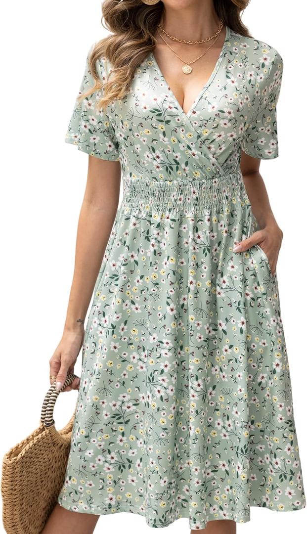 Casual Midi Summer Dresses for Women (Green)
